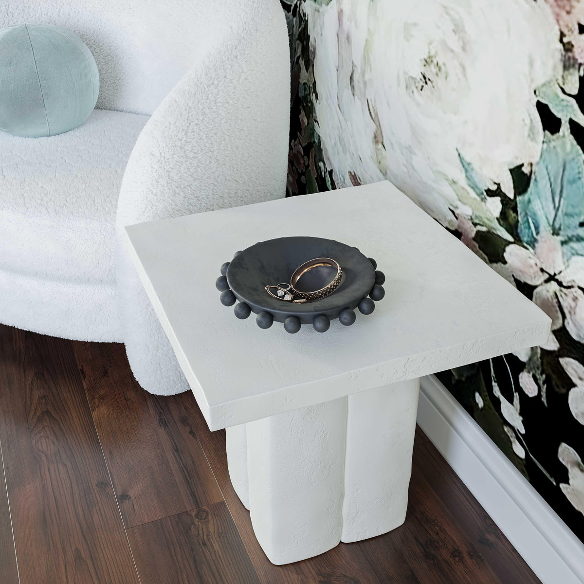 Kayla White Concrete Side Table by TOV Furniture – photo 2 of 6