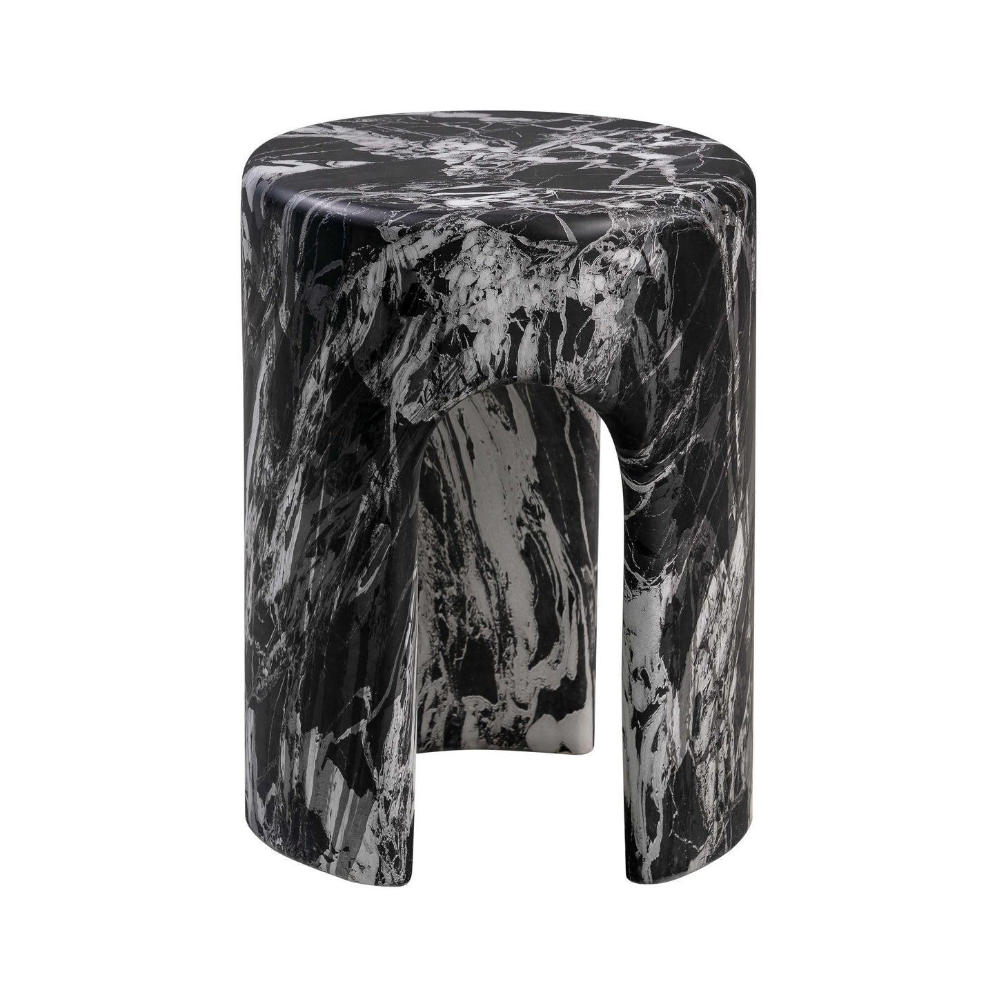Marisol Black Faux Marble Side Table Black Marble by Tov Furniture