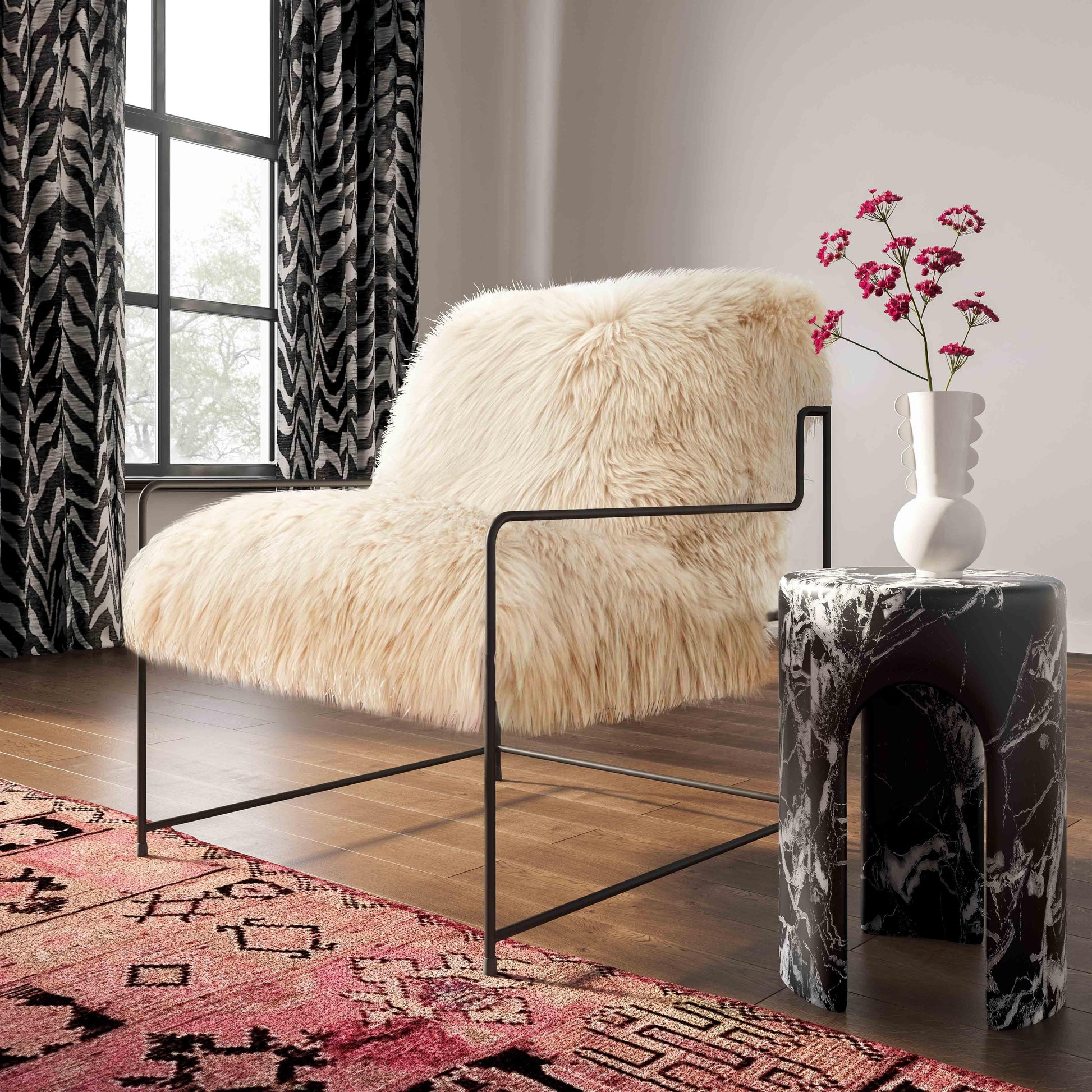 Marisol Black Faux Marble Side Table Black Marble by Tov Furniture