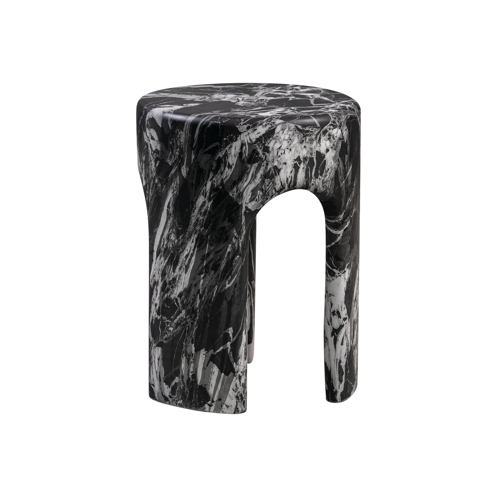 Marisol Black Faux Marble Side Table Black Marble by Tov Furniture