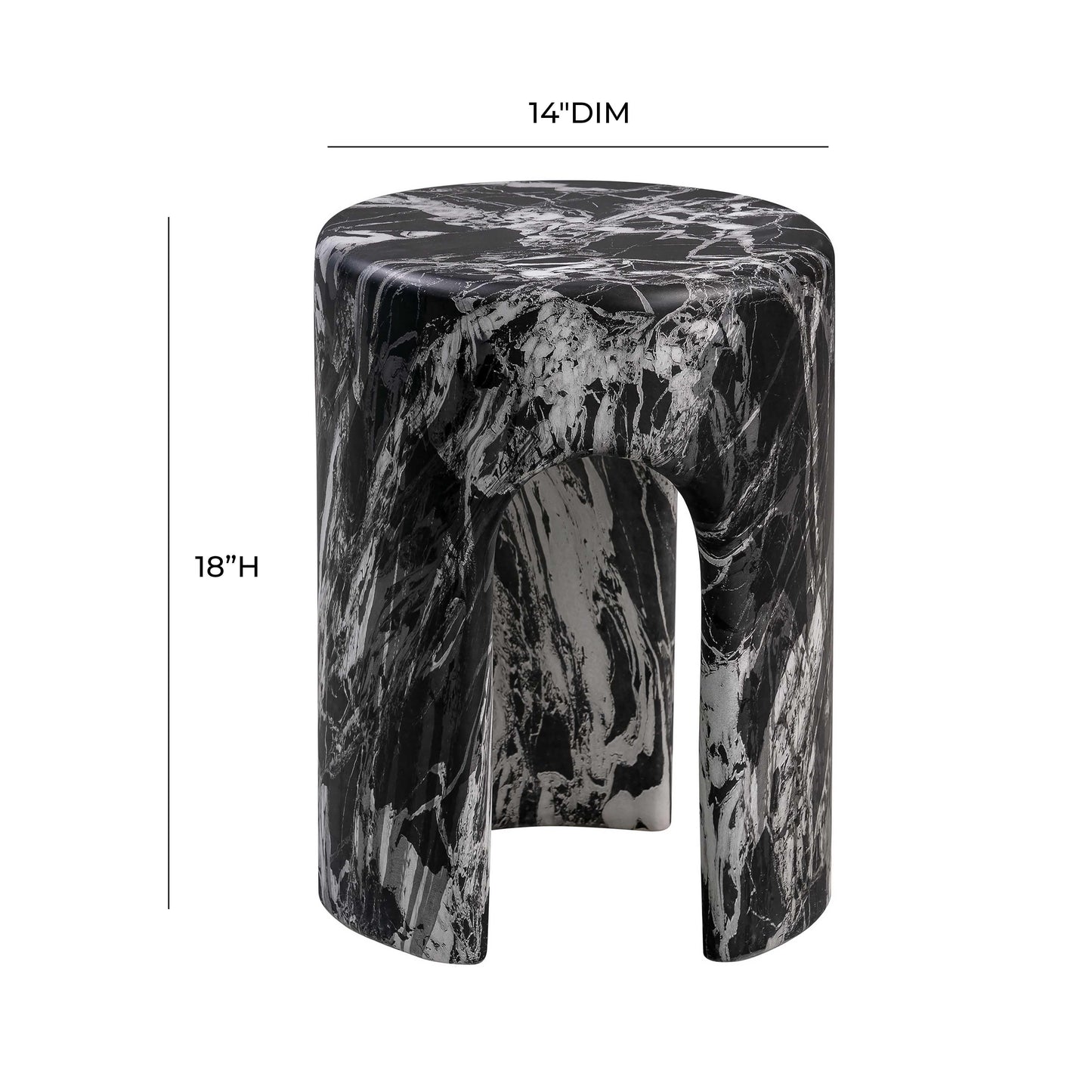 Marisol Black Faux Marble Side Table Black Marble by Tov Furniture
