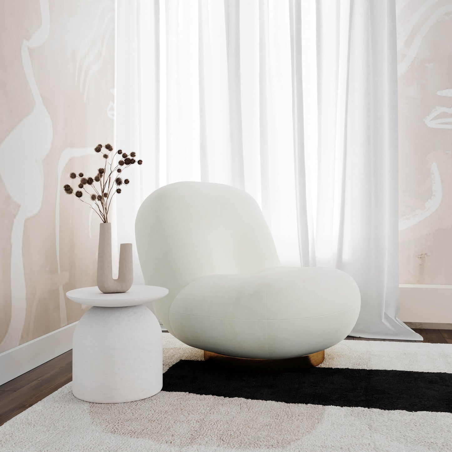 Aloe White Indoor/Outdoor Concrete Side Table White by Tov Furniture