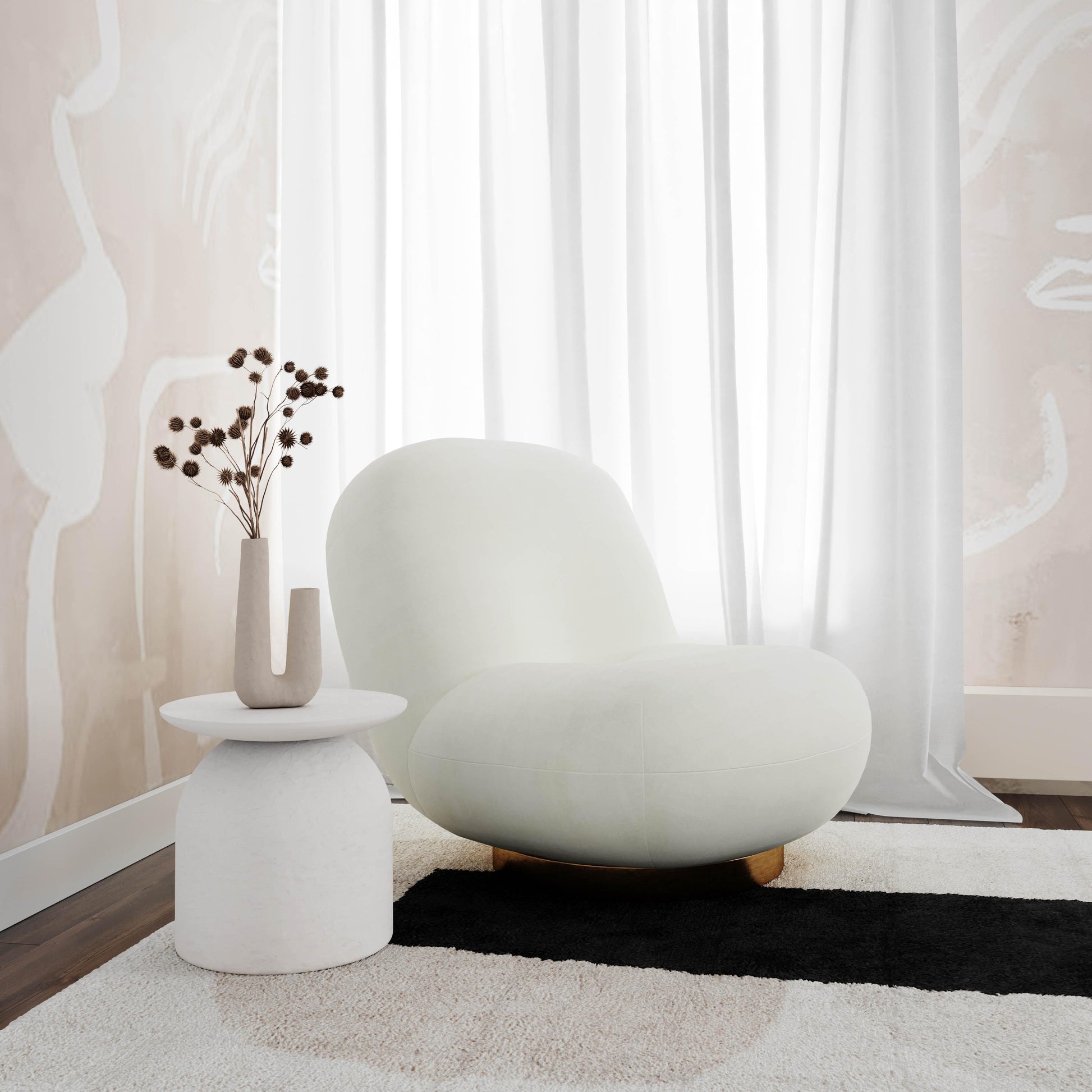 Aloe White Indoor/Outdoor Concrete Side Table White by Tov Furniture