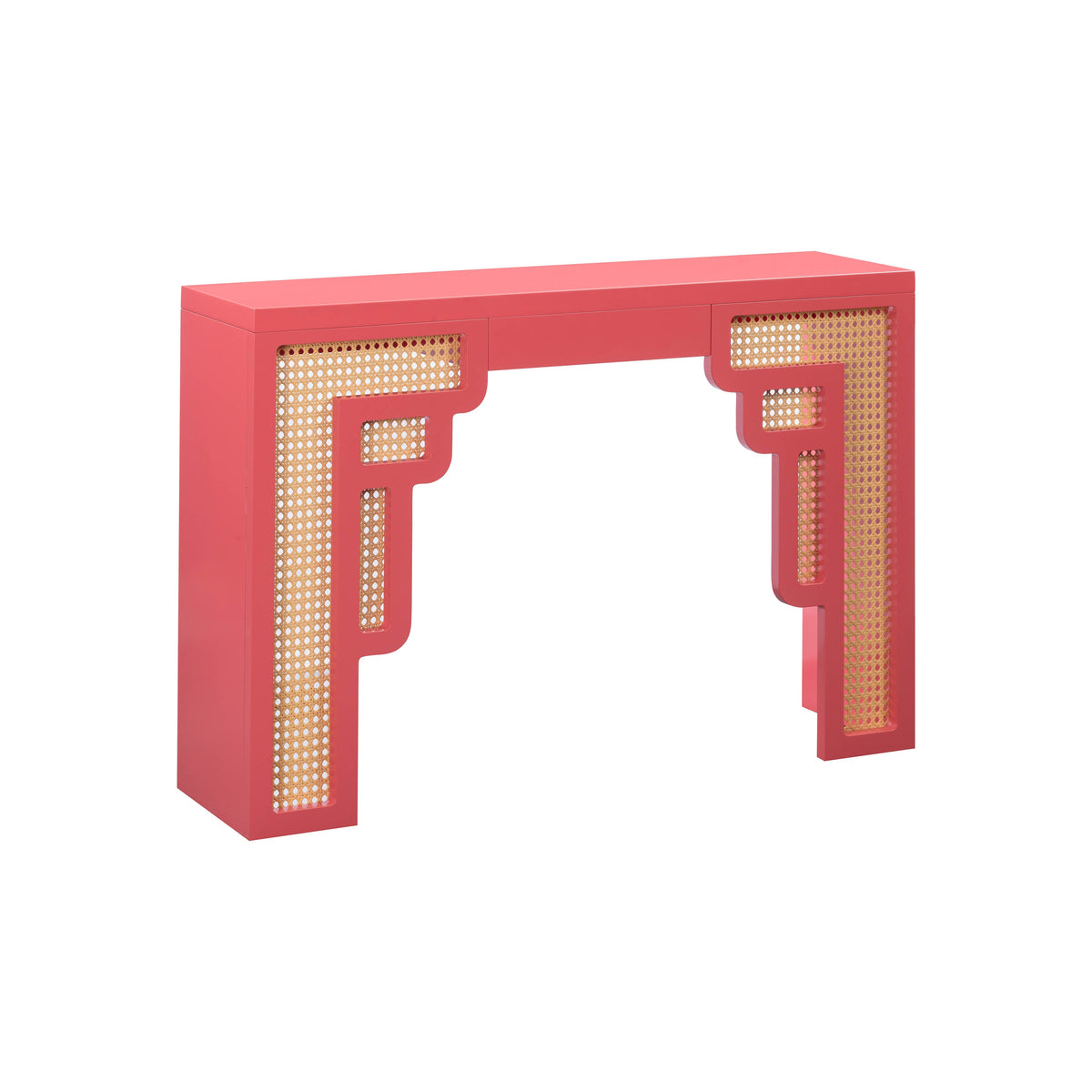 Suzie Coral Pink & Rattan Console Table by TOV Furniture – photo 1 of 6