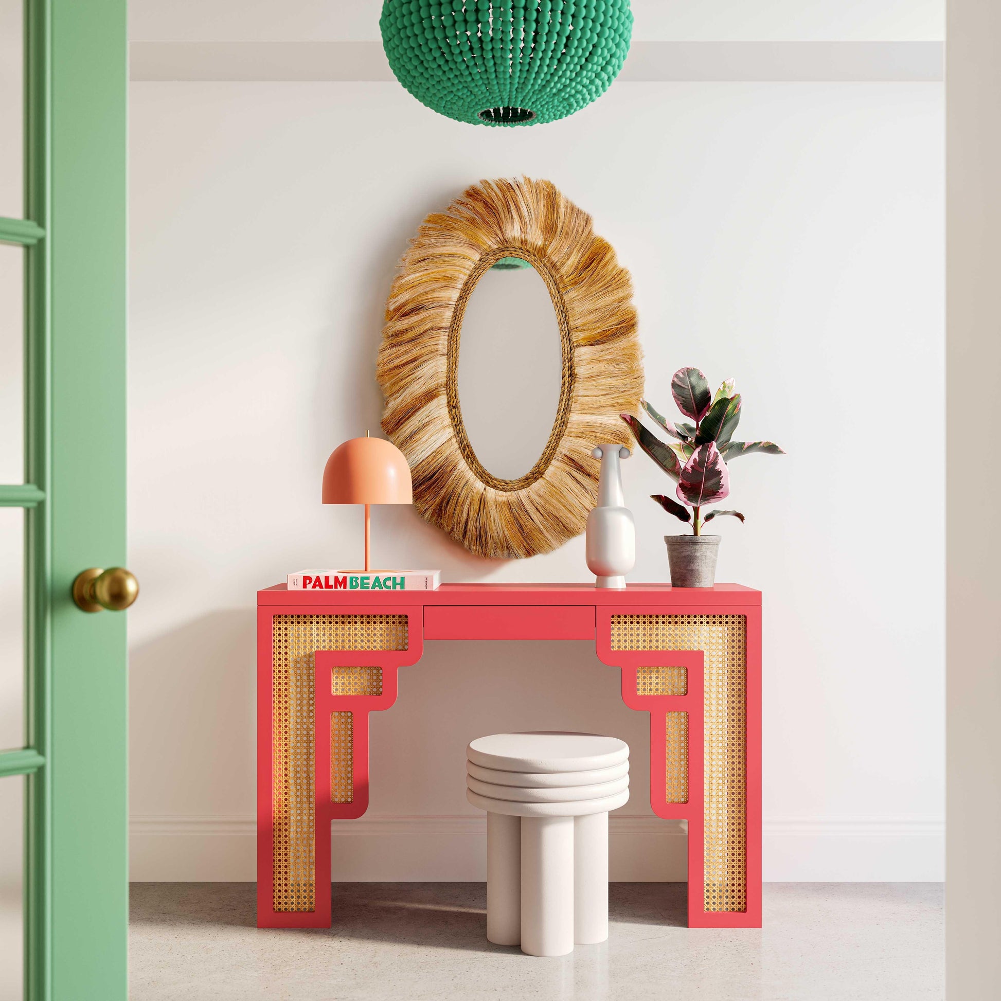 Suzie 45" Rattan Console Table Pink by Tov Furniture