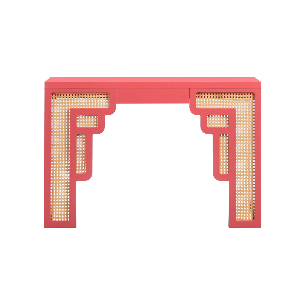 Suzie Coral Pink & Rattan Console Table by TOV Furniture – photo 3 of 6