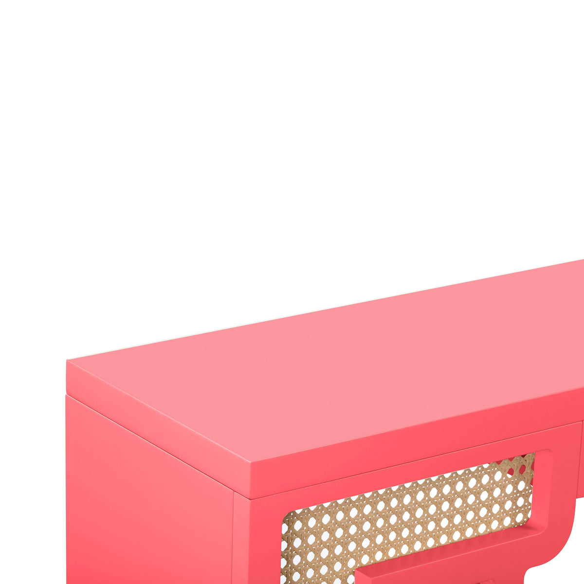 Suzie Coral Pink & Rattan Console Table by TOV Furniture – photo 5 of 6
