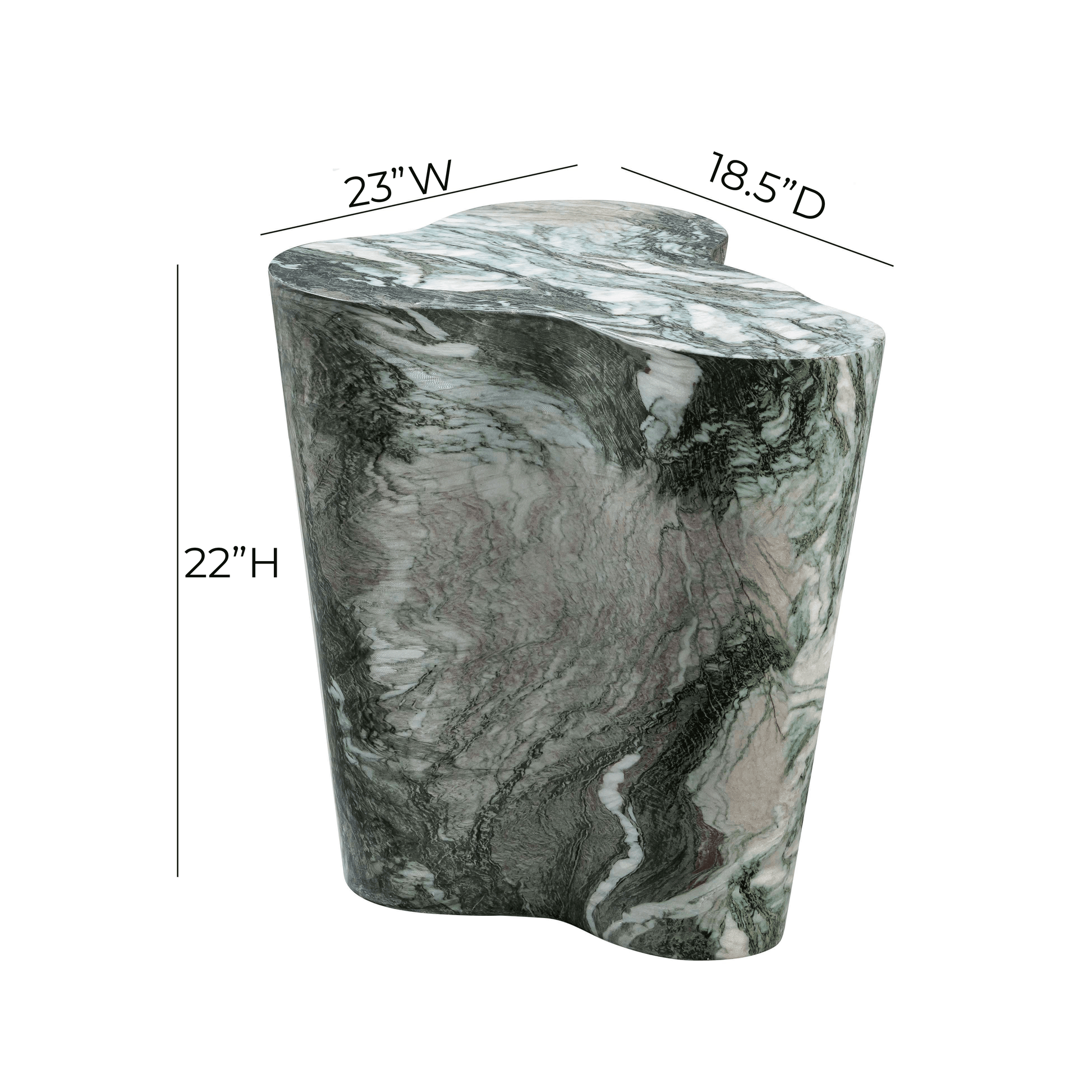 Slab Concrete Indoor/Outdoor Side Table (18"-22") Grey Marble Tall by Tov Furniture