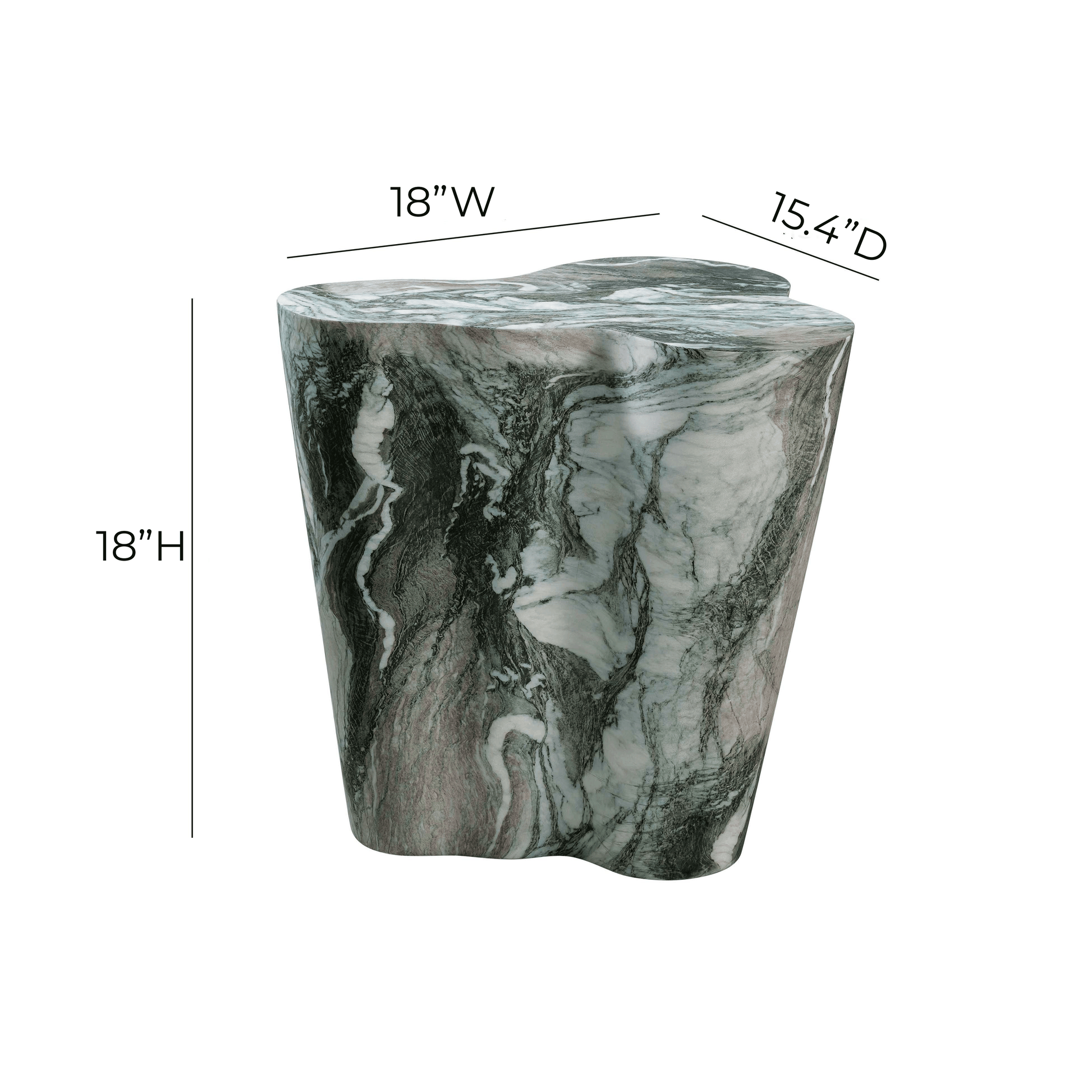 Slab Concrete Indoor/Outdoor Side Table (18"-22") Grey Marble Short by Tov Furniture