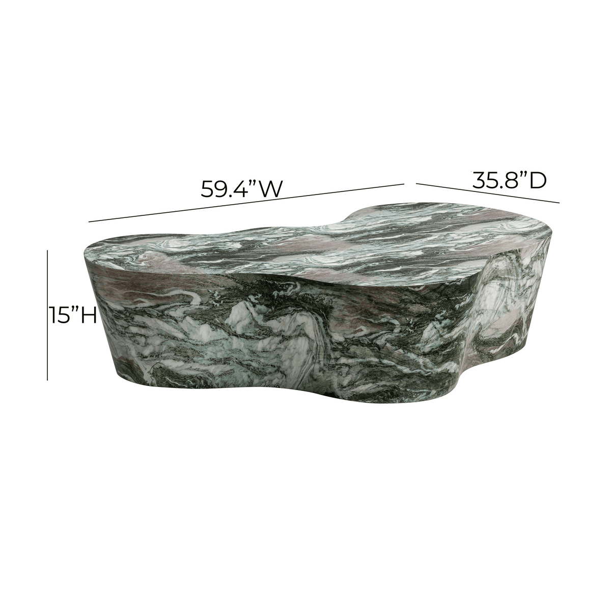 Slab Grey/Blush Faux Marble Coffee Table by TOV Furniture – photo 6 of 8