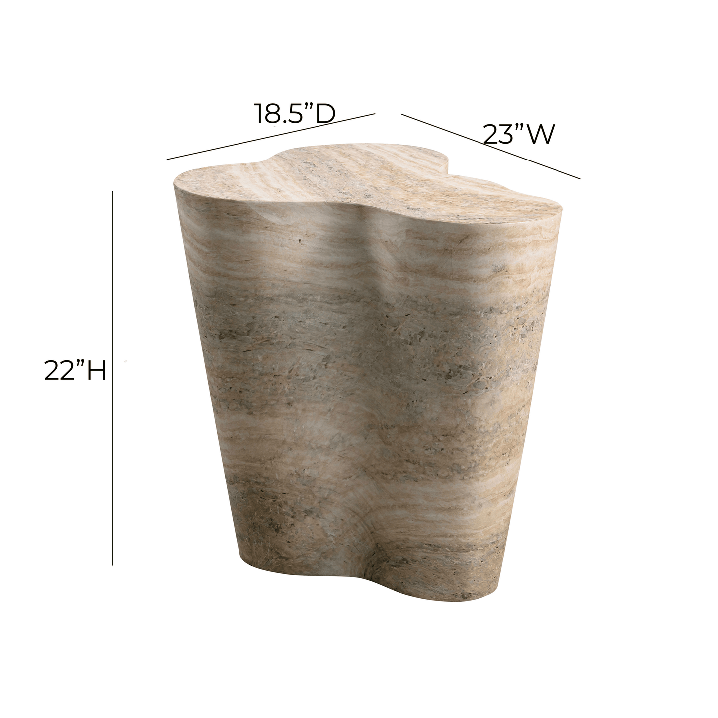 Slab Concrete Indoor/Outdoor Side Table (18"-22") Travertine Tall by Tov Furniture