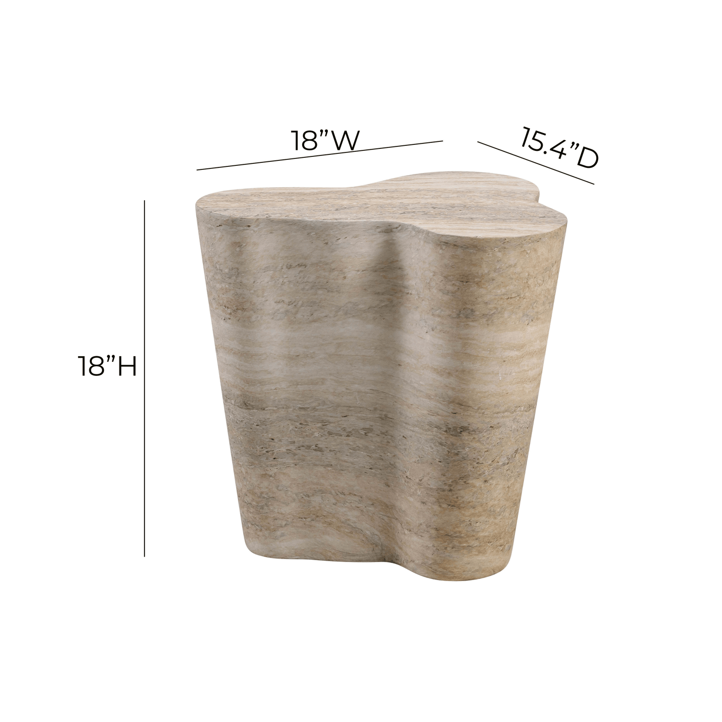 Slab Concrete Indoor/Outdoor Side Table (18"-22") Travertine Short by Tov Furniture