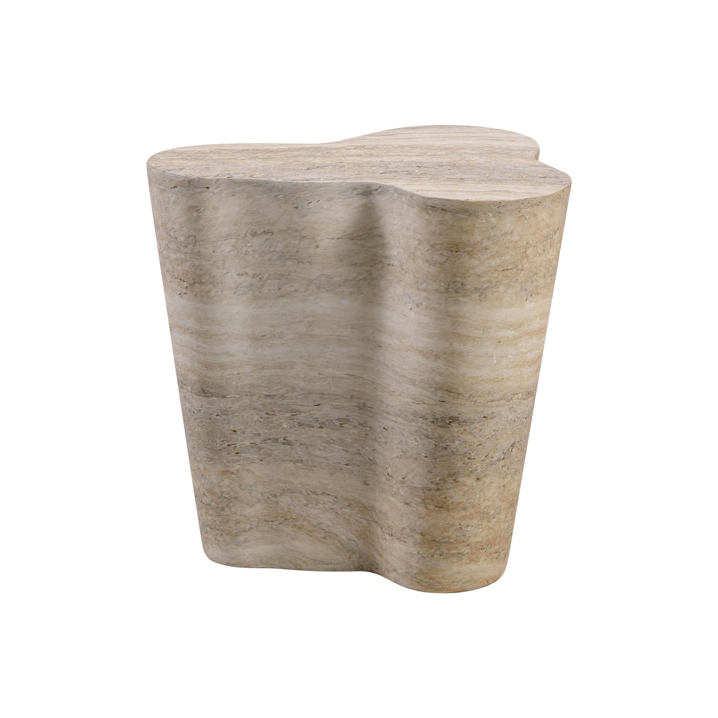Slab Concrete Indoor/Outdoor Side Table (18"-22") Travertine Short by Tov Furniture
