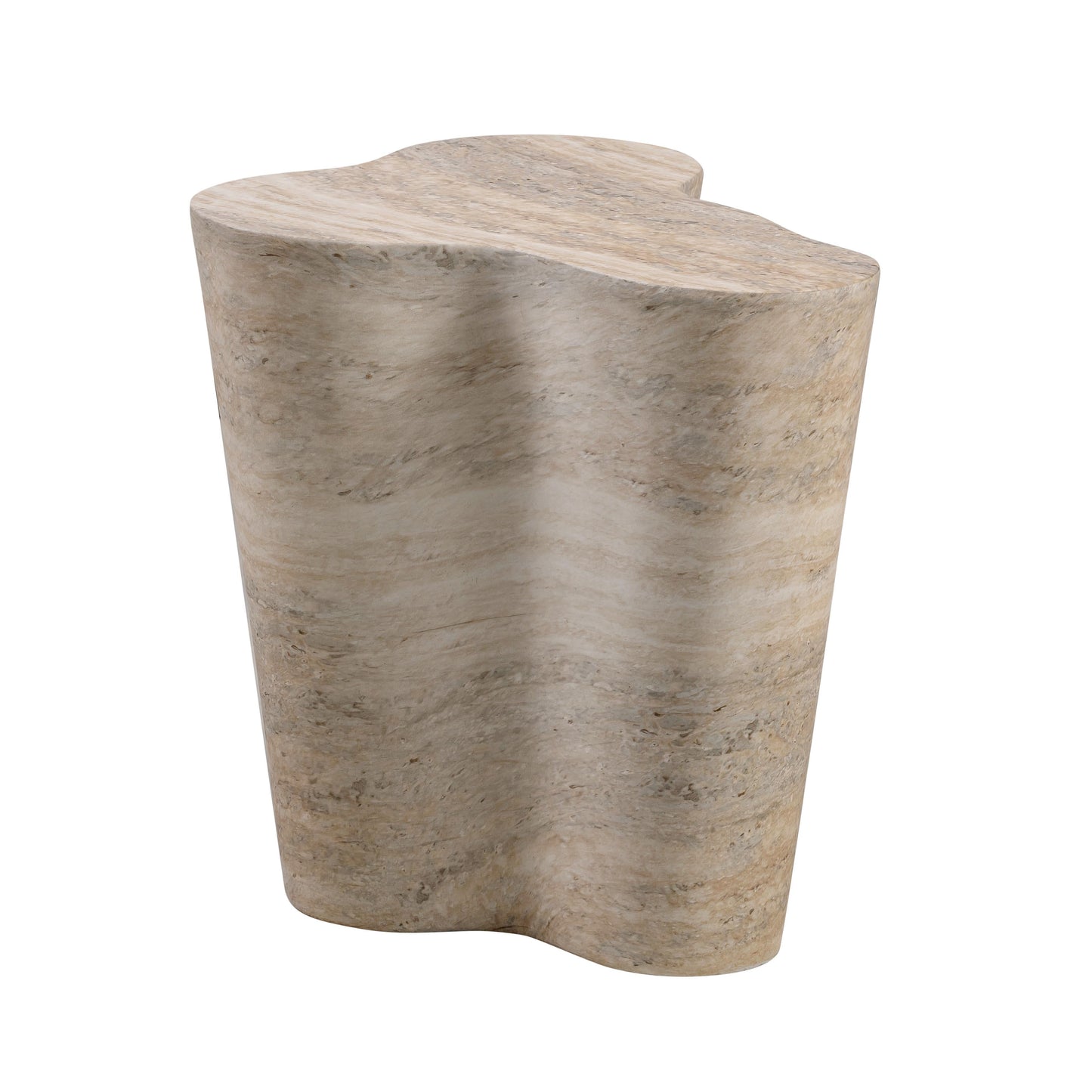 Slab Concrete Indoor/Outdoor Side Table (18"-22") Travertine Short by Tov Furniture