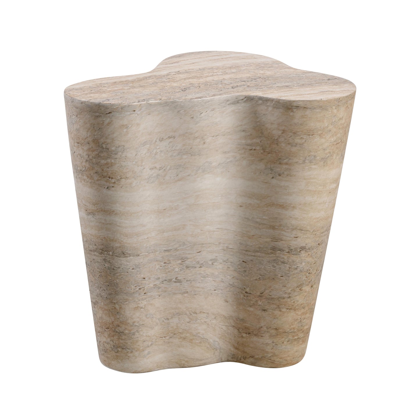 Slab Concrete Indoor/Outdoor Side Table (18"-22") Travertine Short by Tov Furniture
