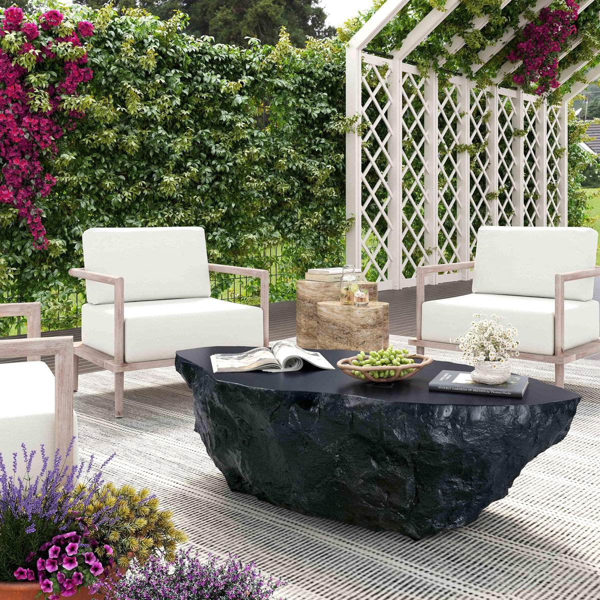 Crag Black Concrete Coffee Table by TOV Furniture – photo 2 of 8