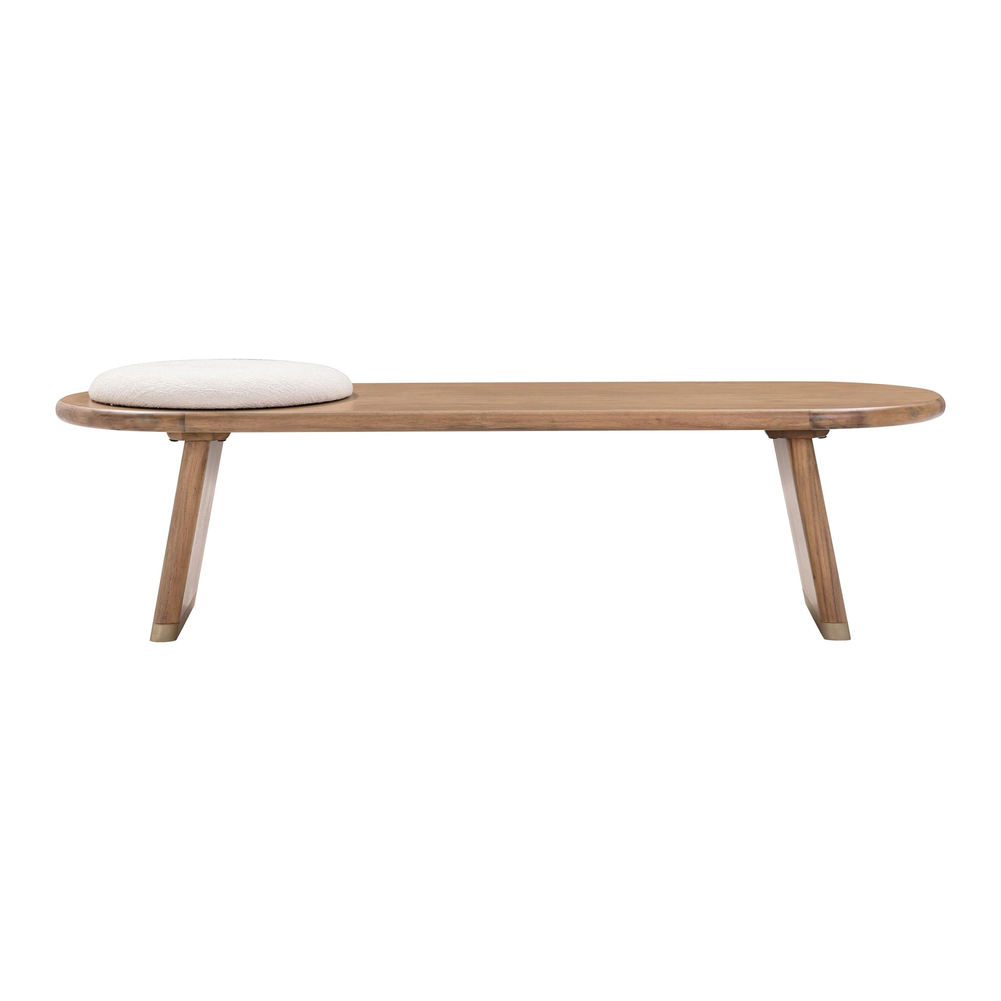 Samantha Cognac Acacia Bench with Boucle Seat by TOV