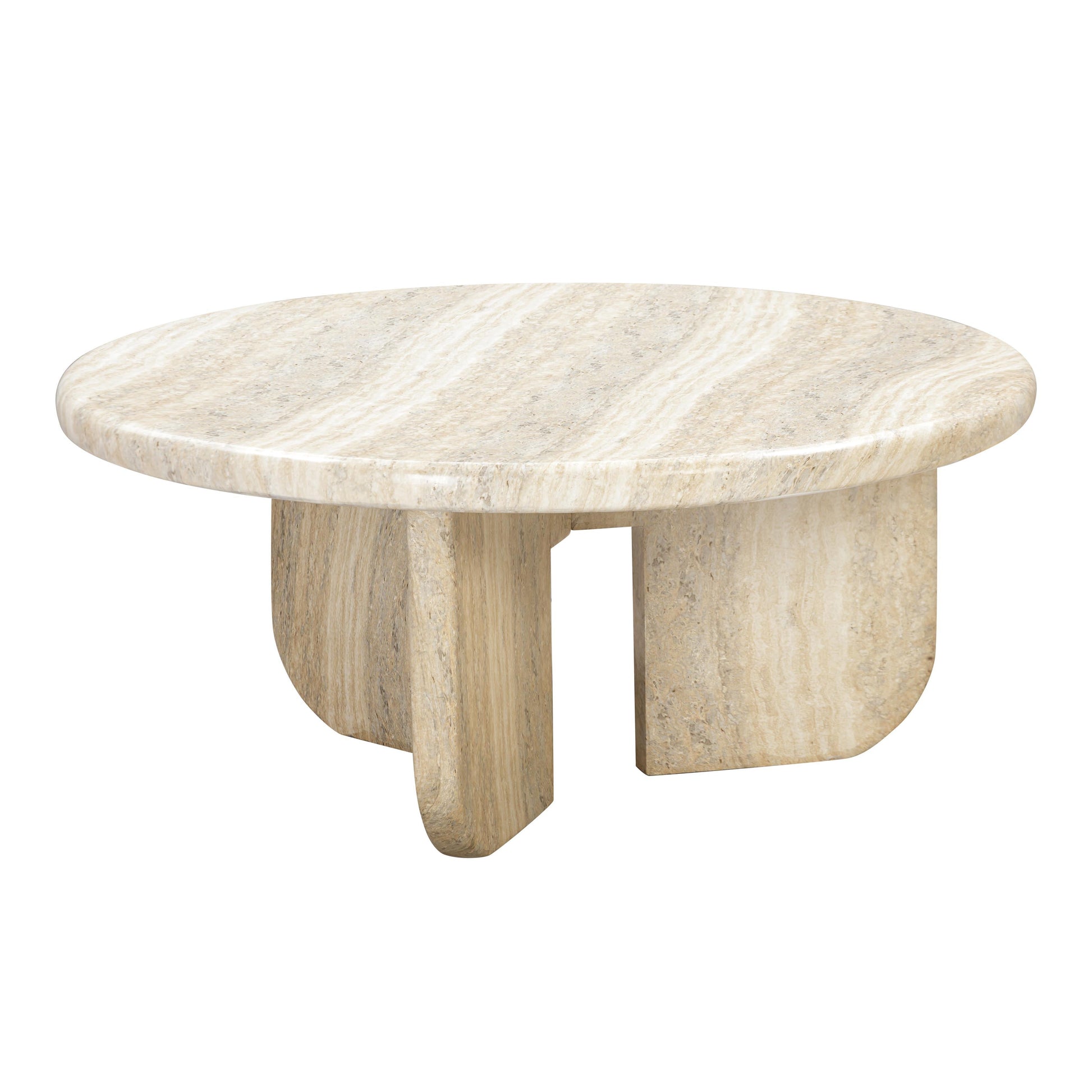 Patrizia 36 Faux Travertine Concrete Indoor Outdoor Round Coffee Table by TOV Oc54246