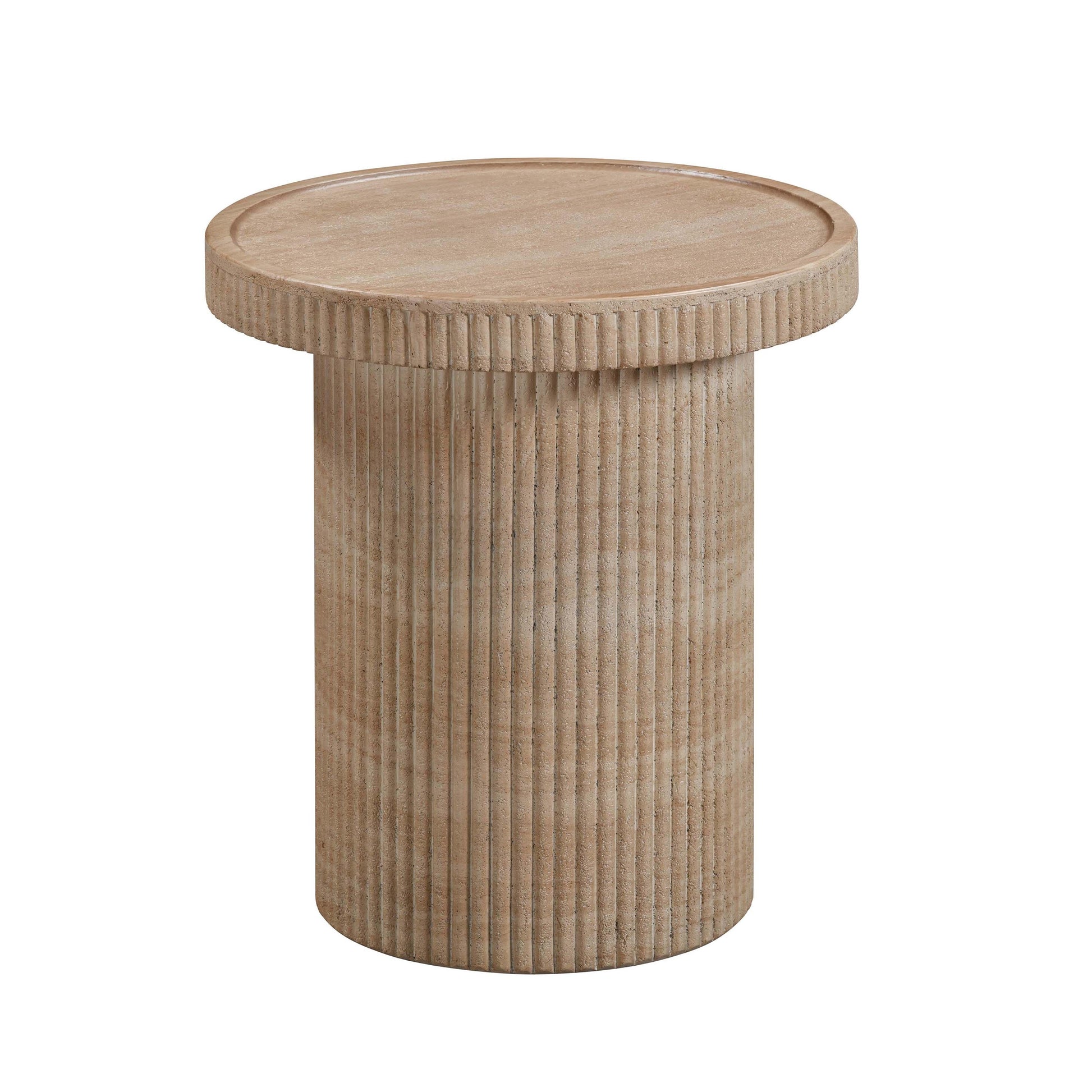 Darcy Faux Travertine Concrete Side Table by TOV