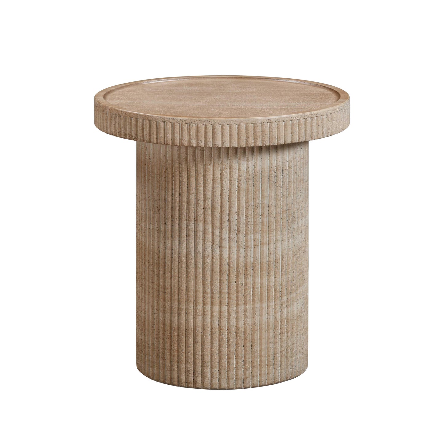 Darcy Faux Travertine Concrete Side Table by TOV