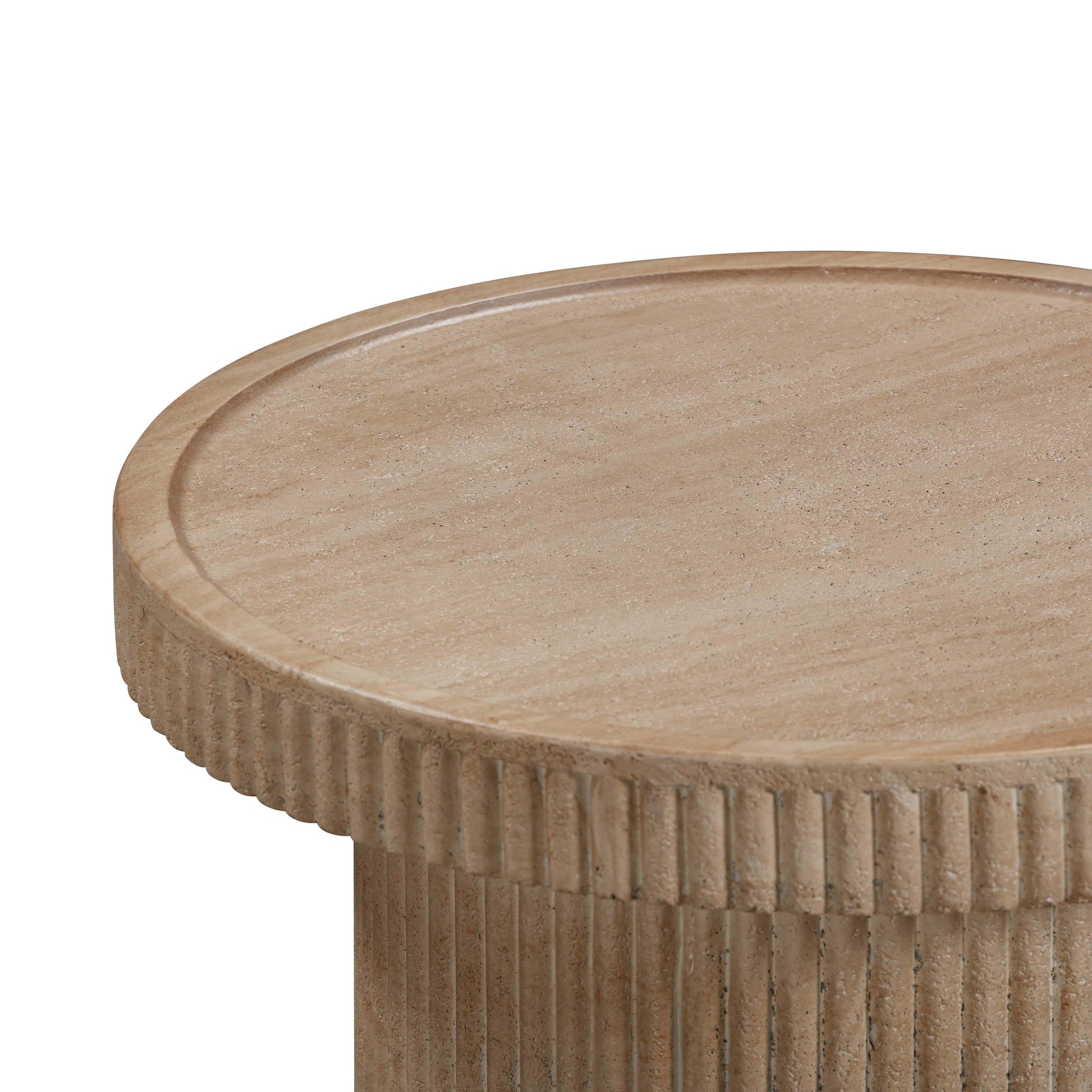 Darcy Faux Travertine Concrete Side Table by TOV