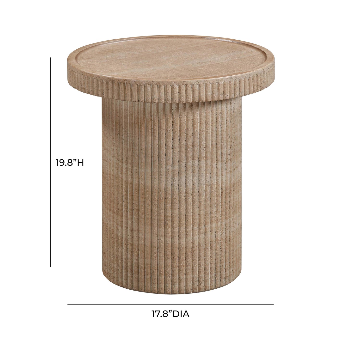 Darcy Faux Travertine Concrete Side Table by TOV