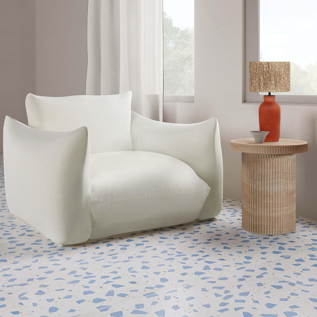Darcy Faux Travertine Concrete Indoor / Outdoor Side Table by TOV Furniture – photo 7 of 7