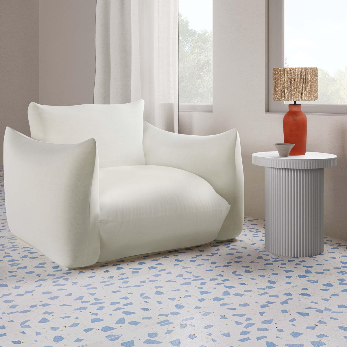 Darcy White Concrete Indoor / Outdoor Side Table by TOV Furniture – photo 8 of 8