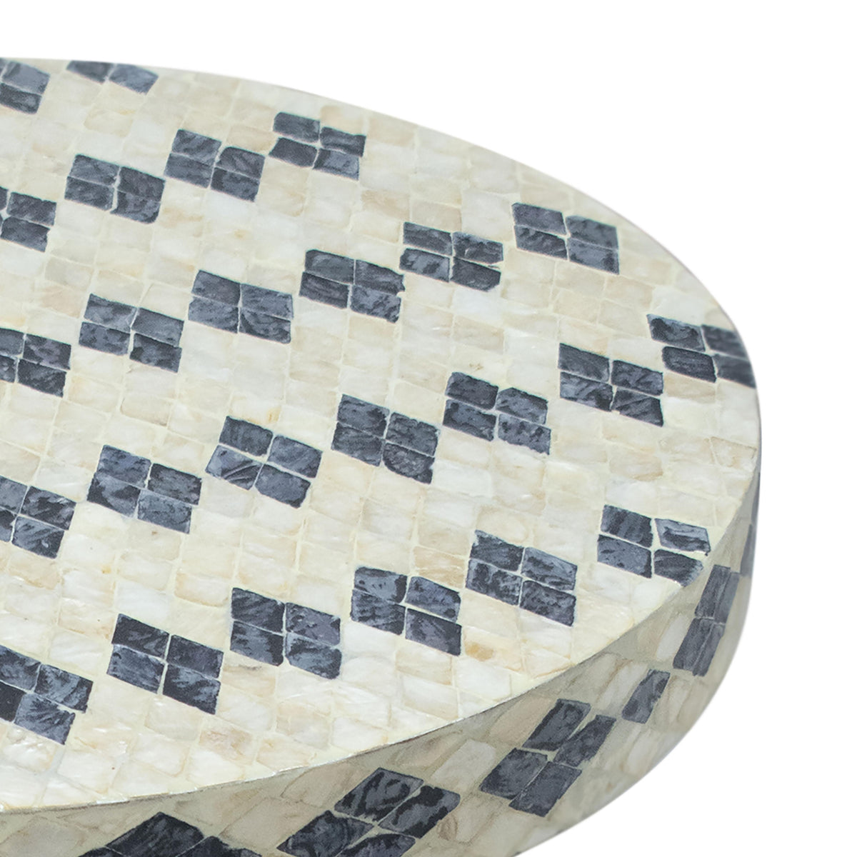 Halio Cream & Blue Checkered Shell Side Table by TOV Furniture – photo 5 of 7