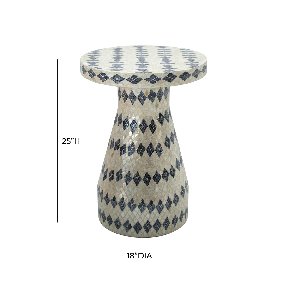 Halio Cream & Blue Checkered Shell Side Table by TOV Furniture – photo 6 of 7