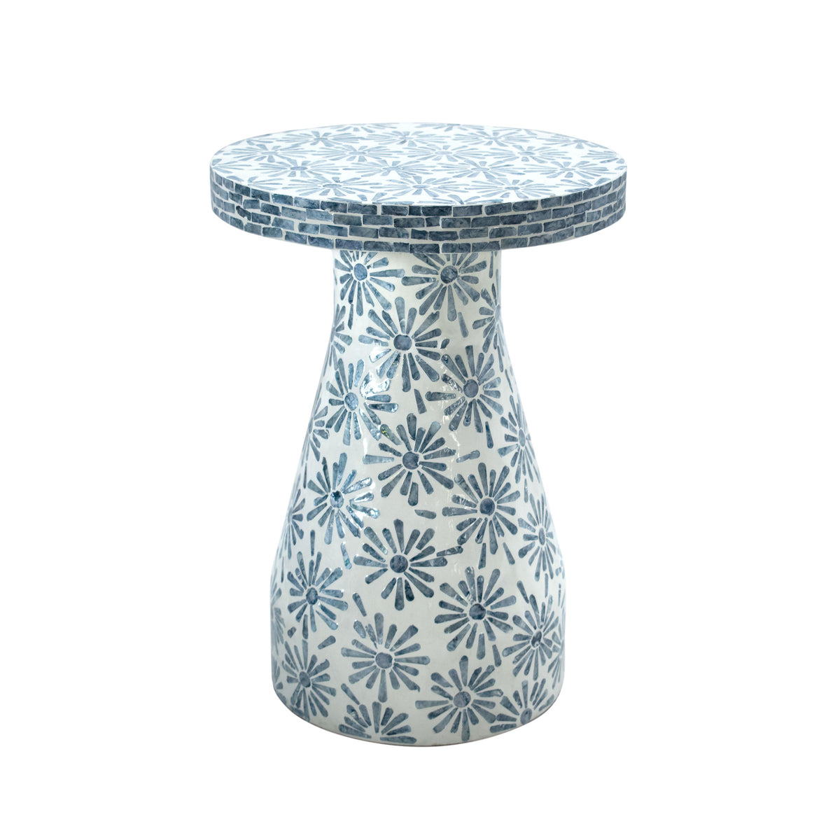 Halio Blue Floral Shell Side Table by TOV Furniture – photo 1 of 7