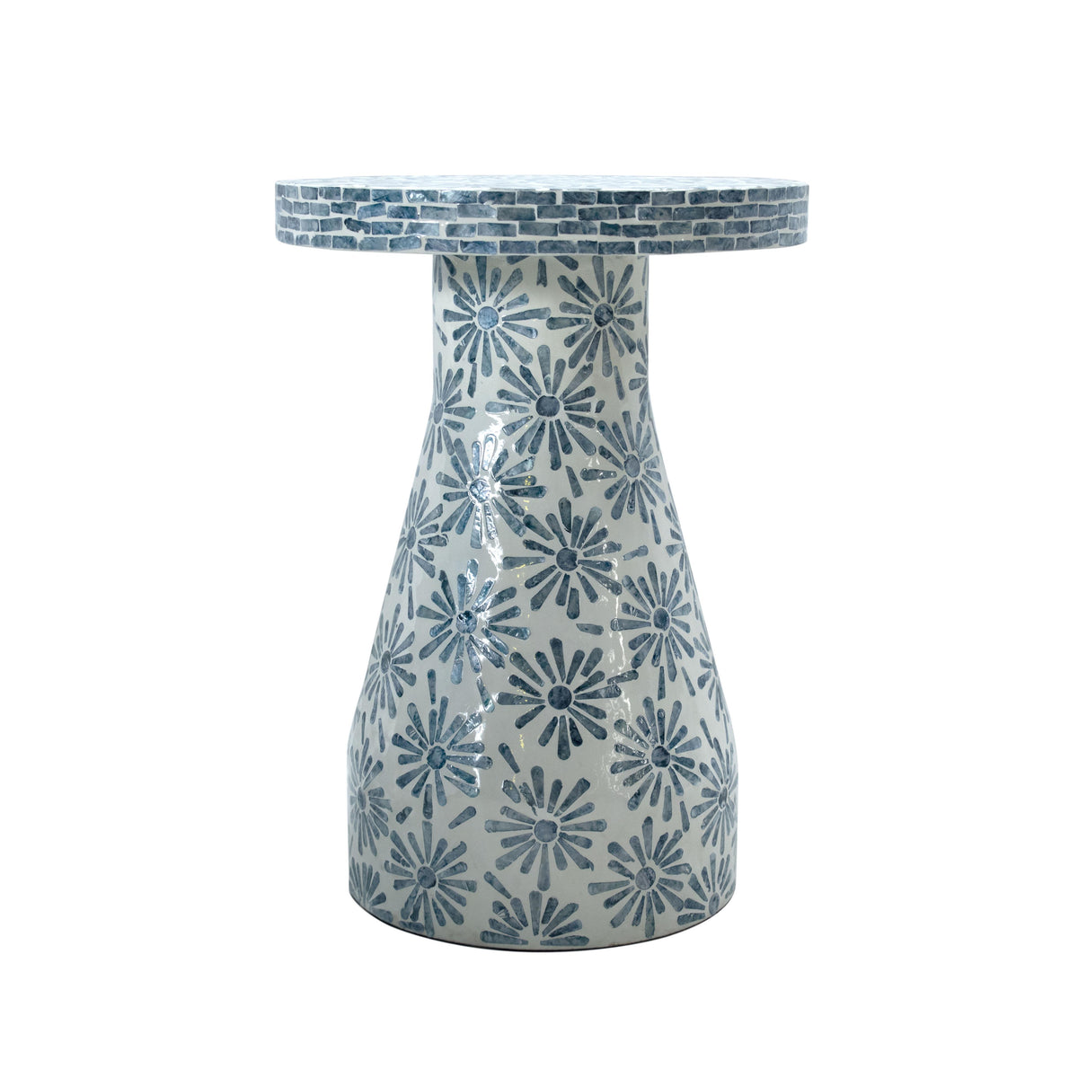 Halio Blue Floral Shell Side Table by TOV Furniture – photo 3 of 7