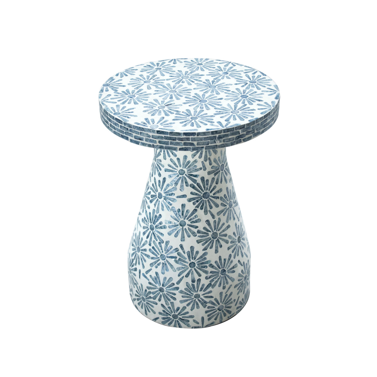 Halio Blue Floral Shell Side Table by TOV Furniture – photo 4 of 7