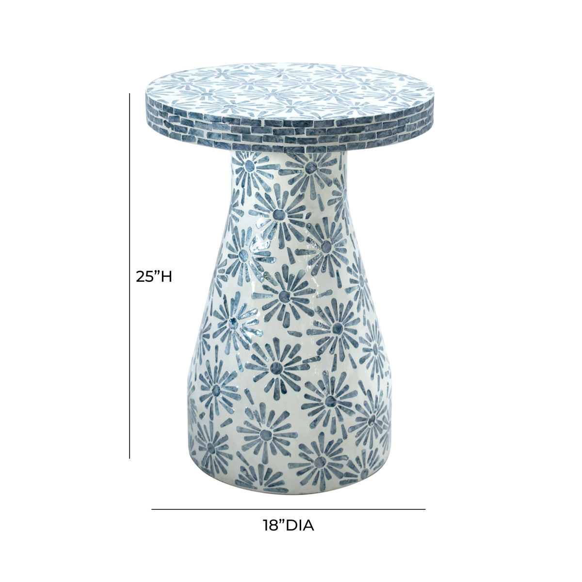 Halio Blue Floral Shell Side Table by TOV Furniture – photo 6 of 7
