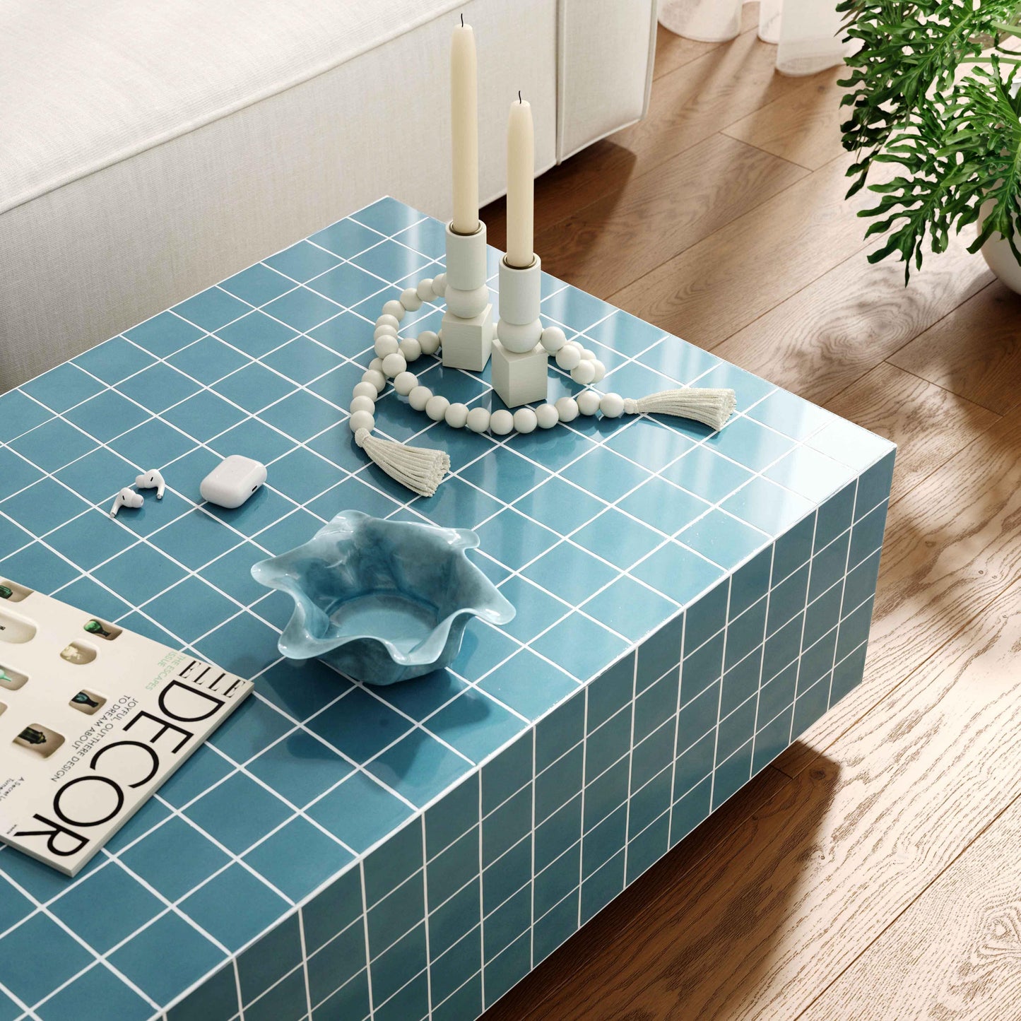 Mixie Blue Tile Coffee Table by TOV