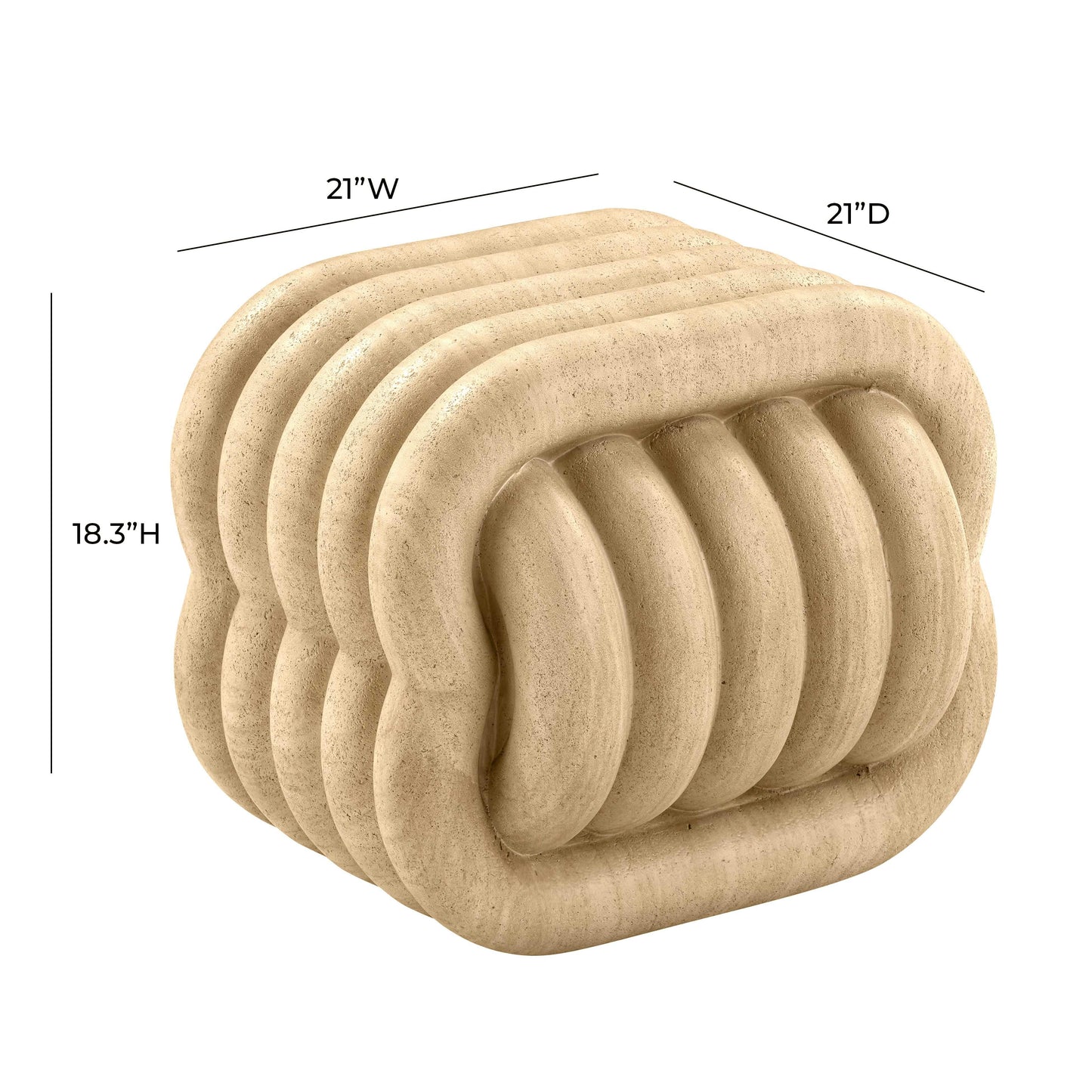 Love Knot Concrete Indoor/Outdoor Accent Stool Travertine by Tov Furniture