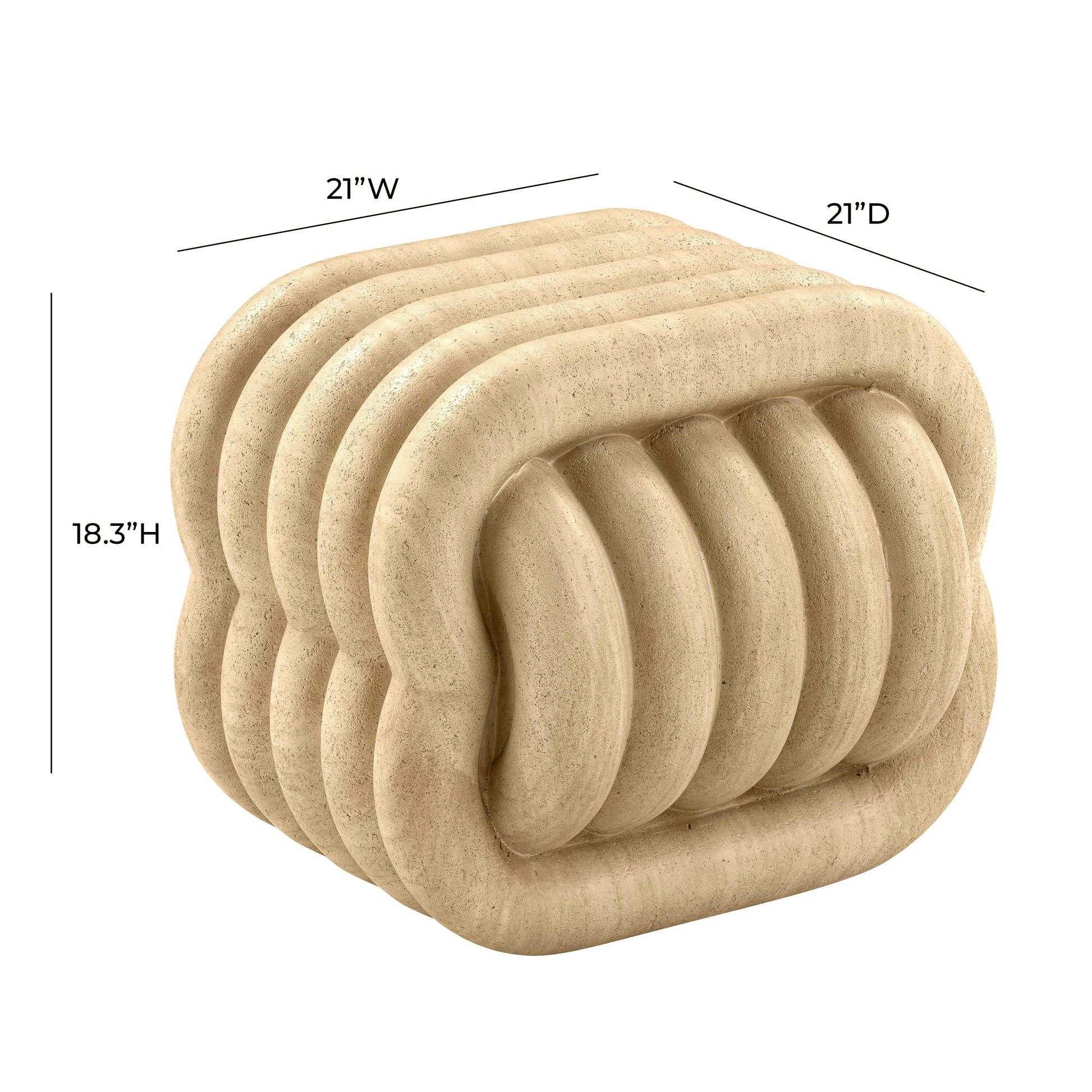 Love Knot Concrete Indoor/Outdoor Accent Stool Travertine by Tov Furniture