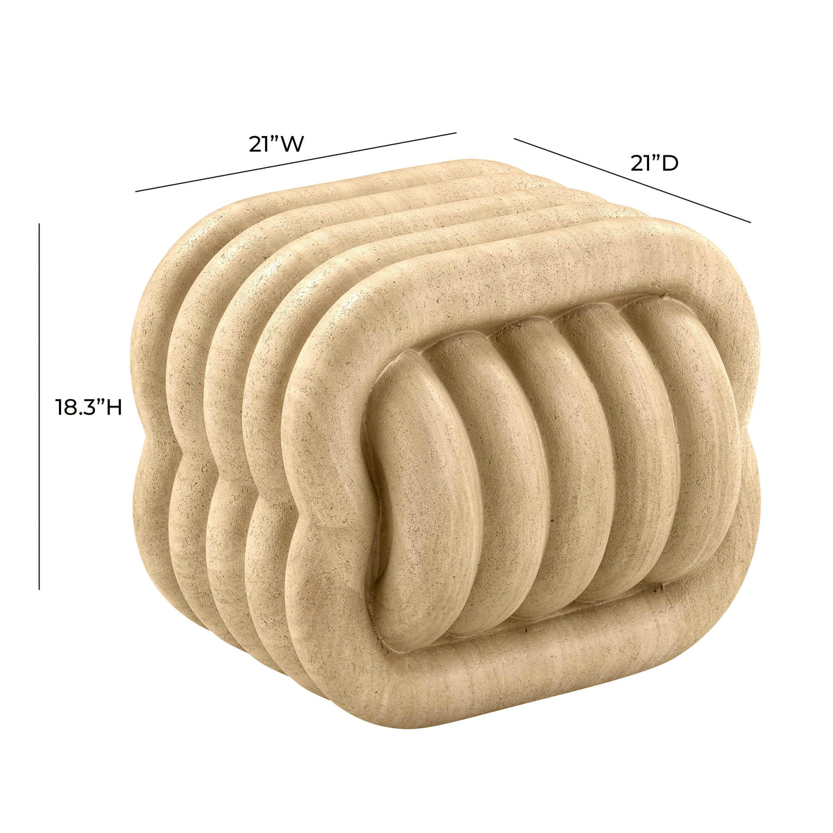 Love Knot Faux Travertine Indoor / Outdoor Accent Stool by TOV Furniture – photo 7 of 7