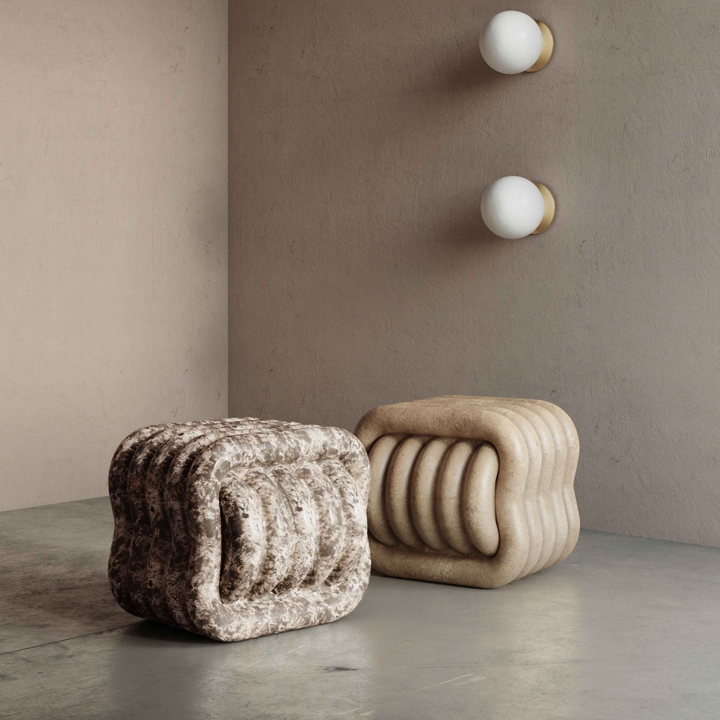 Love Knot Concrete Indoor/Outdoor Accent Stool Travertine by Tov Furniture