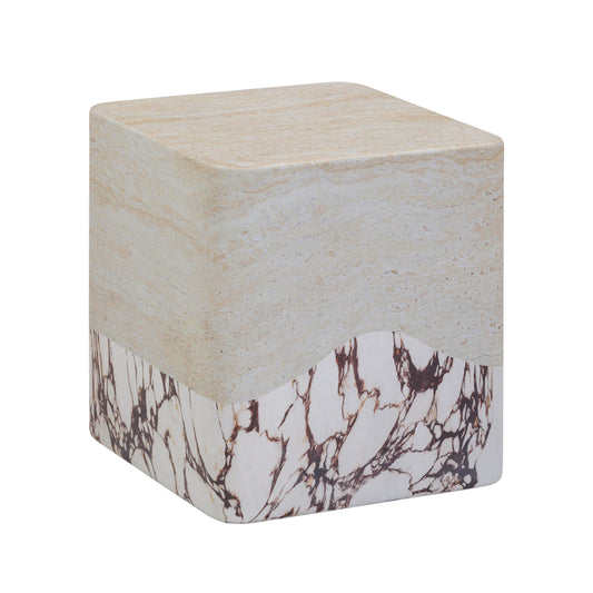 Brut Travertine & Breccia Concrete Side Table by TOV