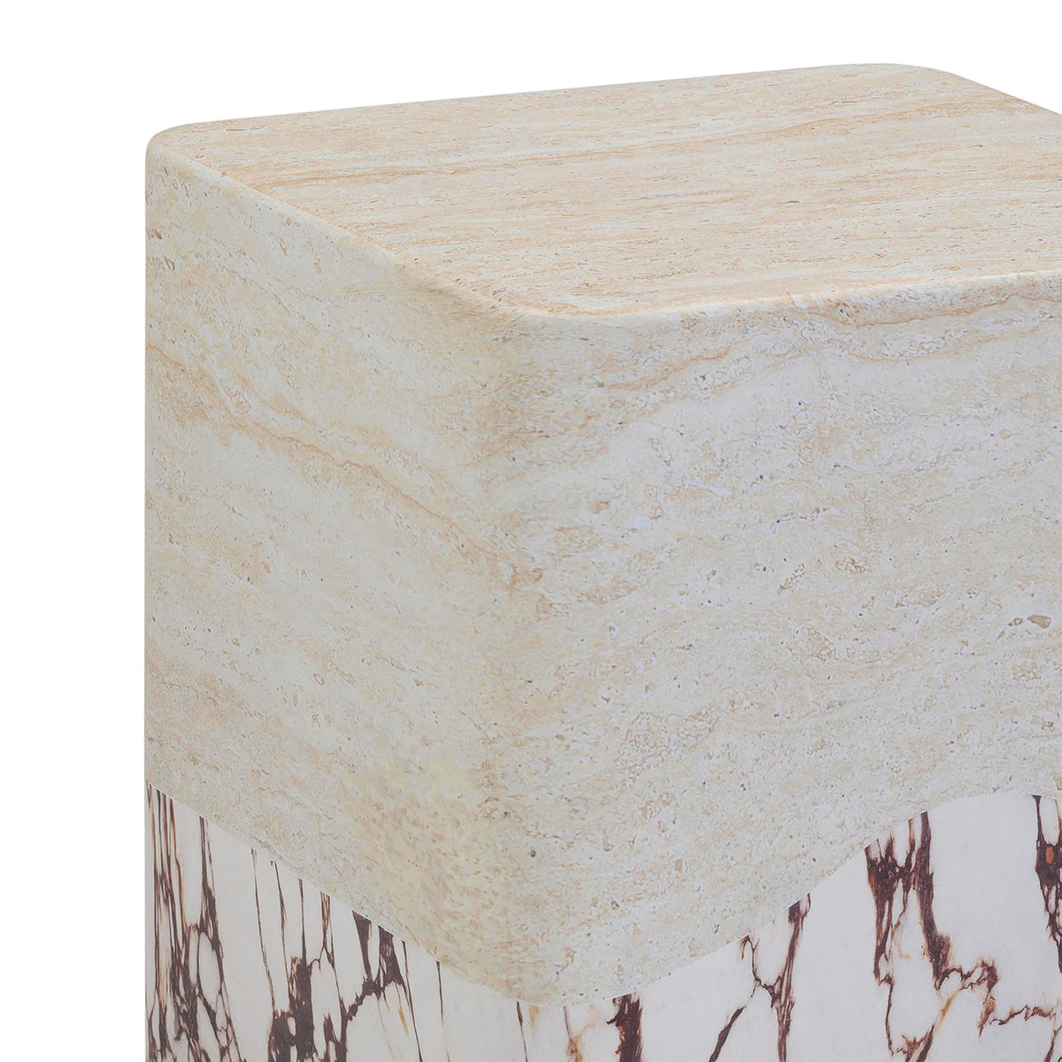Brut Faux Travertine & Breccia Concrete Indoor/Outdoor Side Table by TOV Furniture – photo 5 of 6