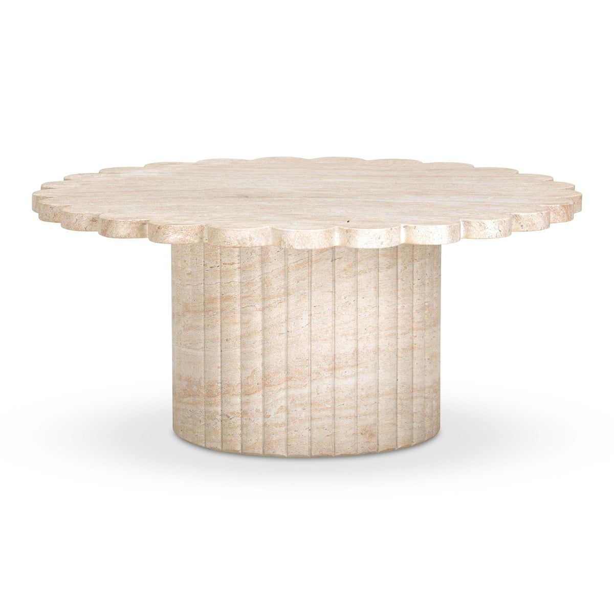 Blossom 36" Washed Faux Travertine Finish Indoor/Outdoor Round Coffee Table by TOV Furniture – photo 1 of 8