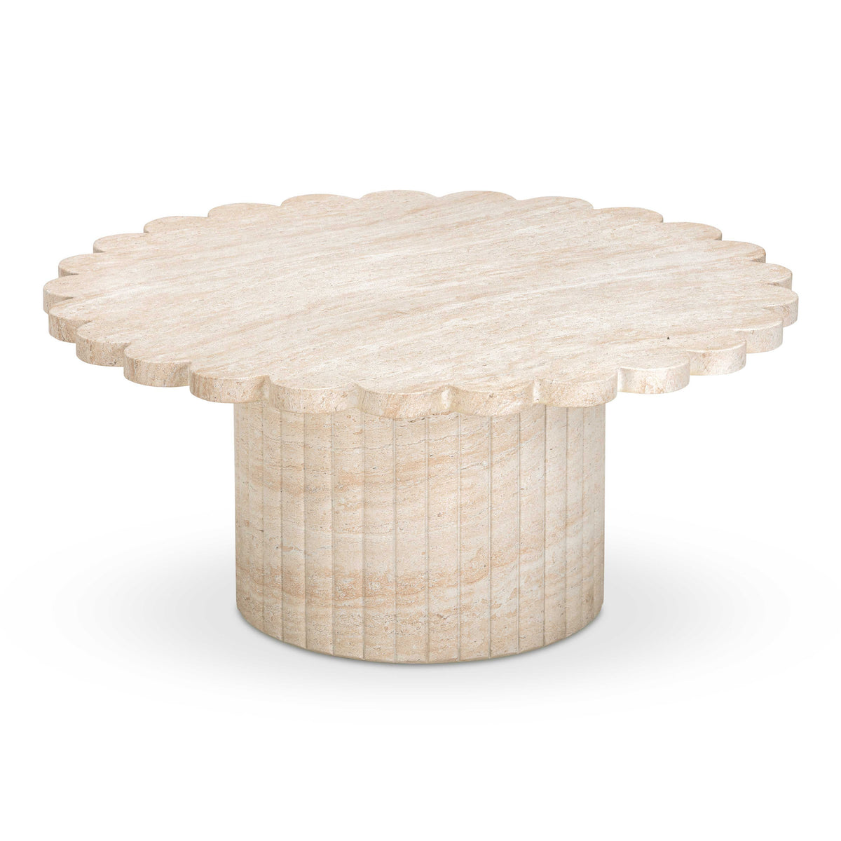 Blossom 36" Washed Faux Travertine Finish Indoor/Outdoor Round Coffee Table by TOV Furniture – photo 3 of 8