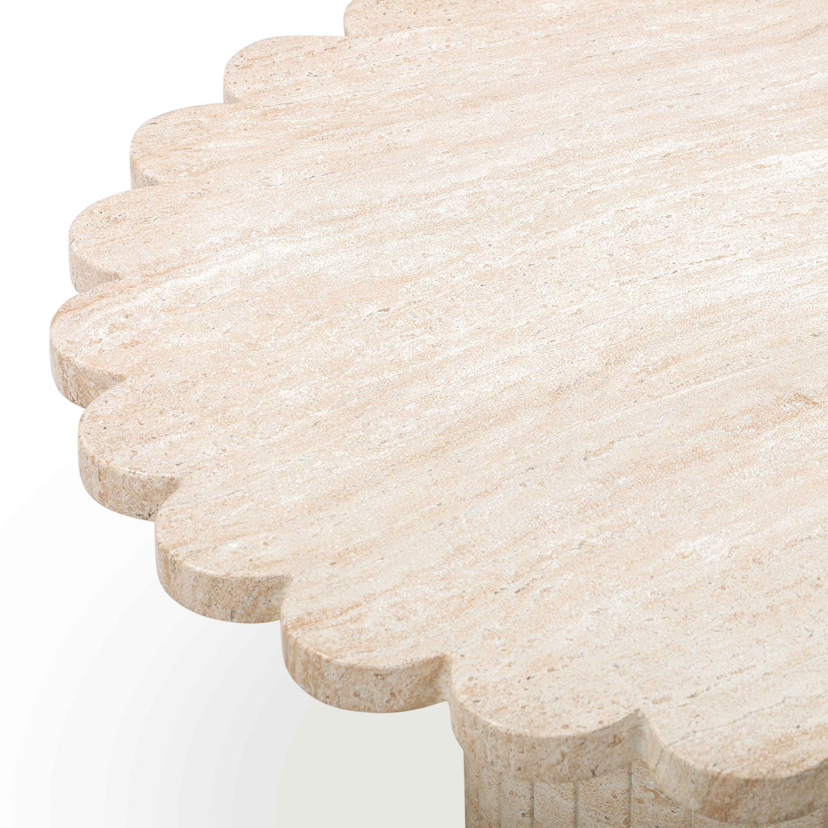 Blossom 36" Washed Faux Travertine Finish Indoor/Outdoor Round Coffee Table by TOV Furniture – photo 6 of 8
