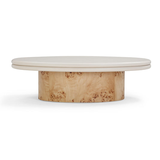 Tanner 51 Natural Burl And Cream Ash Oval Coffee Table by TOV Oc54377