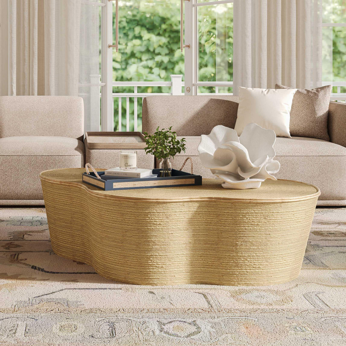 Slab 60" Natural Seagrass Coffee Table by TOV Furniture – photo 2 of 10