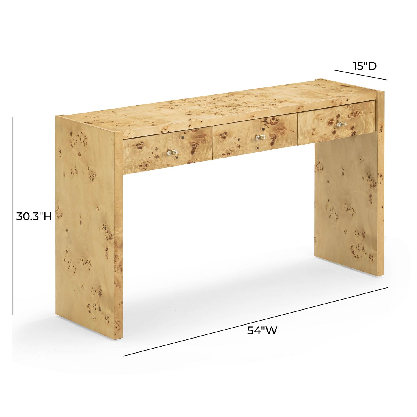 Brandyss 54" Burl Console Table Natural by Tov Furniture