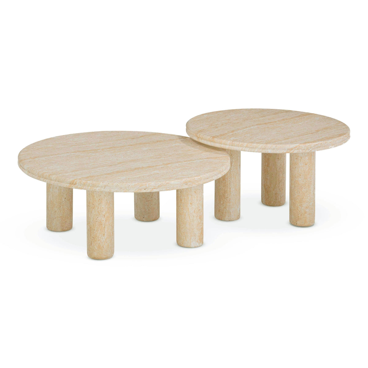 Amora 2-Piece Faux Travertine Indoor/Outdoor Nesting Accent Table Set by TOV Furniture – photo 1 of 8