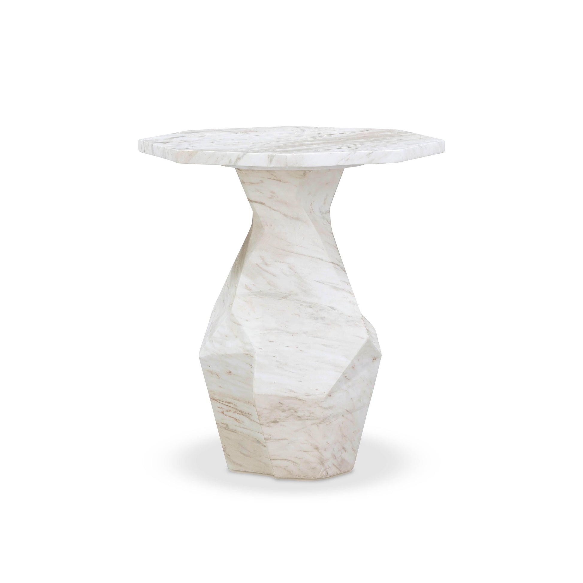 Esme Faux Marble Indoor/Outdoor Round Side Table White by Tov Furniture
