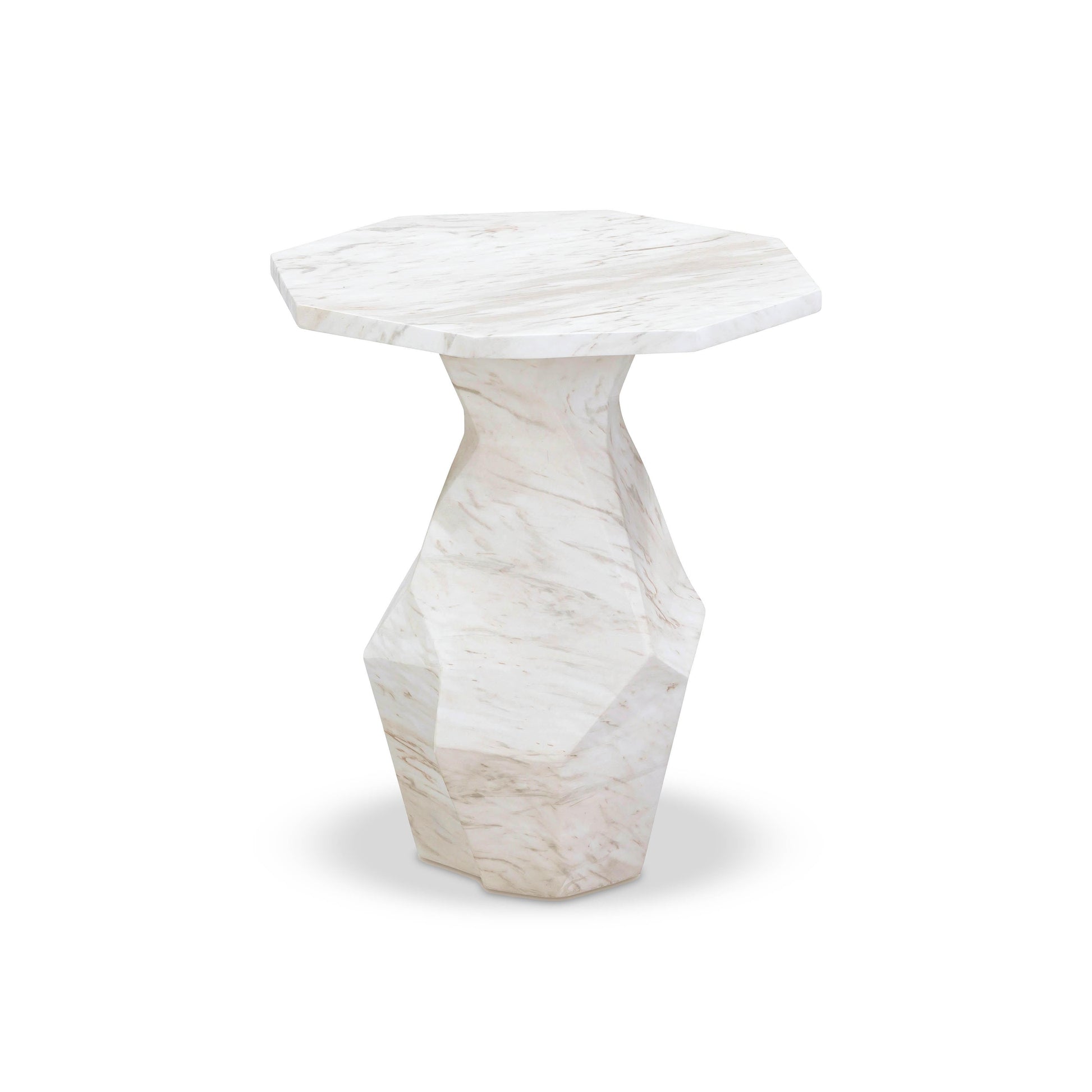 Esme Faux Marble Indoor/Outdoor Round Side Table White by Tov Furniture